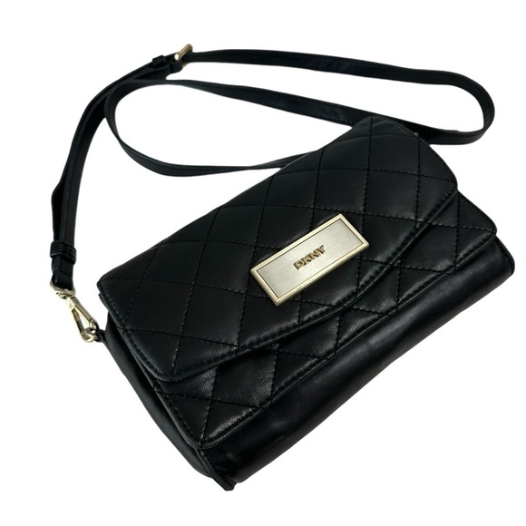 DKNY Black Quilted Crossbody Handbag, Soft Leather - Picture 4 of 14